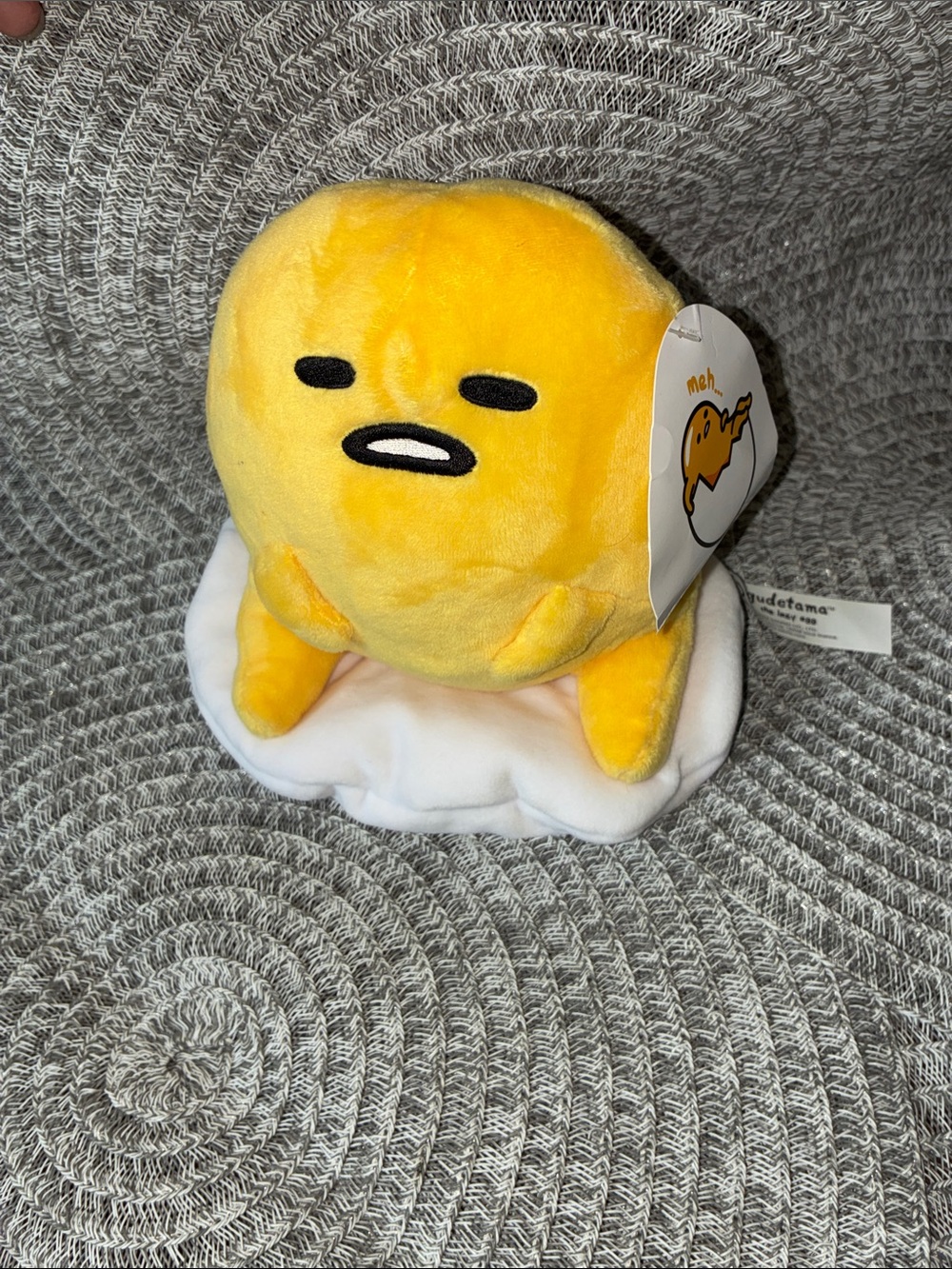 Sanrio Yellow Gudetama Plush with White Egg Bed